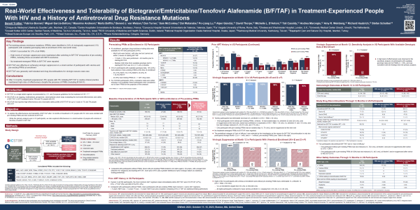 Real-World Effectiveness and Tolerability of Bictegravir/Emtricitabine/Tenofovir Alafenamide (B/F/TAF) in Treatment-Experienced People With HIV and a History of Antiretroviral Drug ResistanceMutationsTrottier et al.